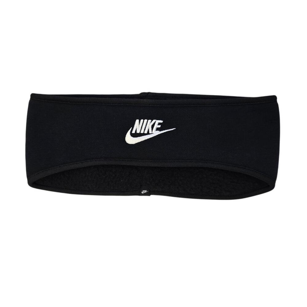 Nike Fleece Ear Warmer Headband Black White Swoosh Winter Running One Size